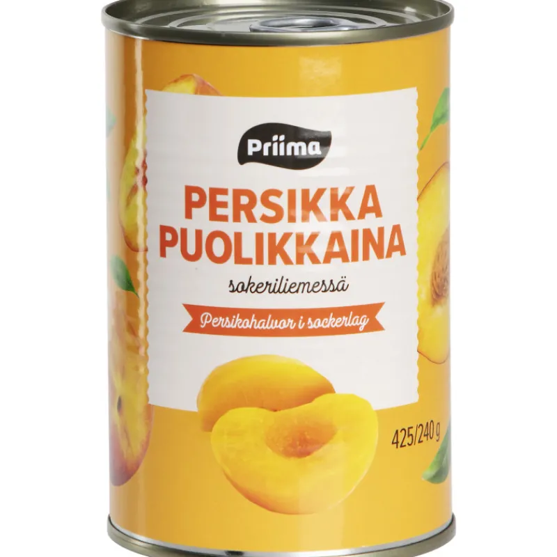 persikanpuolikas-priima-425240-MHVzAaBj-0.webp Priima Säilykkeet^Persikanpuolikas 425/240 G Sokeriliemessä