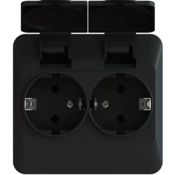 Harju Hiili Sähköasennustarvikkeet-Pistorasia 2-os RVT Uppo JL Musta
