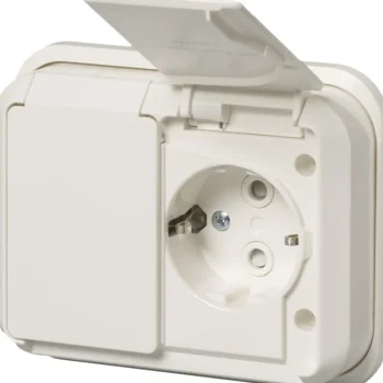 Abb Sähköasennustarvikkeet-Pistorasia 2-os.schuko-pr.jousiliittimin, IP44