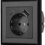 Egant Sähköasennustarvikkeet-Pistorasia Fjord Schuko + USB A+C Musta