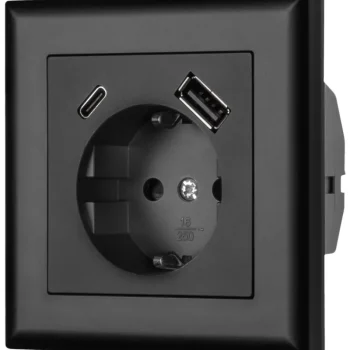 Egant Sähköasennustarvikkeet-Pistorasia Fjord Schuko + USB A+C Musta