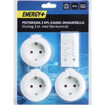 Energy+ Jatkojohdot-Pistorasia Kauko-ohjauksella On/off 3 Kpl