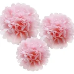 Let's Party Juhlakoristeet-Pom Pom -koriste 3 Kpl Vaaleanpunainen
