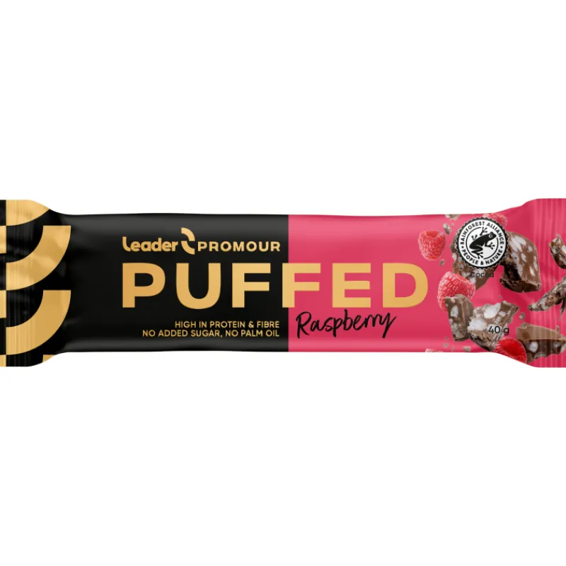 proteiinipatukka-leader-promou-qxBuOKbi-0.webp Leader Promour Urheiluravinteet Ja Valmisteet^Proteiinipatukka 40 G Puffed Raspberry