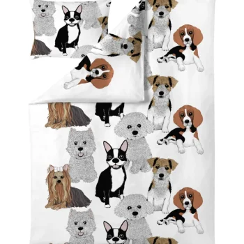 Vallila Vuodevaatteet-Pussilakanasetti 150 X 210 Cm Doggies Valkoinen