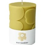Marimekko Kynttilänjalat Ja Kynttilät-Pöytäkynttilä 6,5 X 10 Cm Unikko Oliivinvihreä