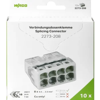 Wago Sähköasennustarvikkeet-Rasialiitin 8-Nap 0.5-2.5mmu00b2 Valkoinen