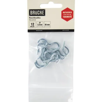 Brücke Pienrauta-Ruuvikoukku 30 Mm Sinkitty, 12 Kpl
