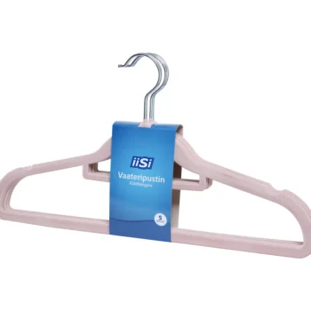 Iisi Vaatehuolto Ja -säilytys^Samettihenkari 5 Kpl Vaaleanpunainen