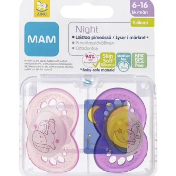 Ainu Vauvan Hoito-Silikonitutti 2 Kpl Night 6-16 Kk