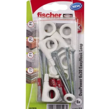 Fischer Naulat Ja Ruuvit-Silmukoukku DuoPower 6x30 EasyHook, 6 Kpl