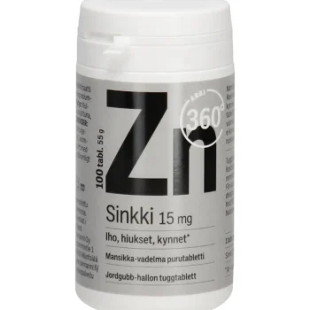 Arki 360u00b0 Terveysravinteet Ja -valmisteet^Sinkki 100 Kpl 15 Mg Mansikka-vadelma