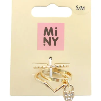 Miny Korut Ja Kellot^Sormus 3 Kpl Kullanvärinen