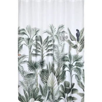 Kotikulta Kylpyhuone- Ja Saunatekstiilit-Suihkuverho 180 X 200 Cm Palmunlehvät