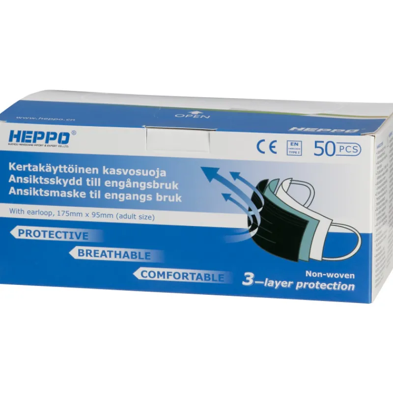 suu-nensuoja-heppo-50-kpl-must-JaEgvjEQ-0.webp Heppo Hyvinvointi- Ja Terveydenhoitotarvikkeet^Suu-nenäsuoja 50 Kpl Musta