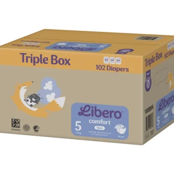 Libero Vaipat Ja Puhdistuspyyhkeet-Teippivaippa 102 Kpl Comfort Koko 5, 9-14 Kg Triple Box