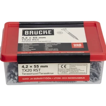 Brücke Naulat Ja Ruuvit-Terassiruuvi 4,2 X 55 Mm, AISI410 + Ruspert, 250 Kpl, Harmaa