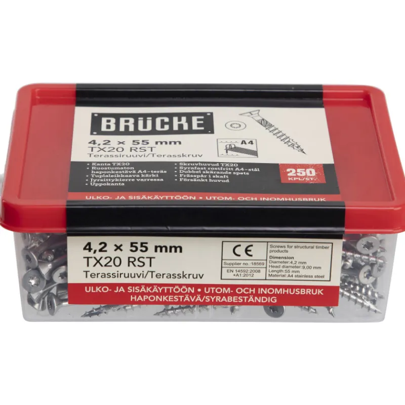 terassiruuvi-lk-42-x-55-mm-a4-dJcpLfmQ-0.webp Brücke Naulat Ja Ruuvit-Terassiruuvi LK. 4,2 X 55 Mm, A4, Uppokanta, 250 Kpl