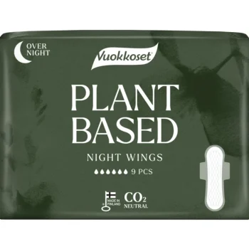 Vuokkoset Intiimihygieniasuojat^Terveysside 9 Kpl Plant Based Night Wings