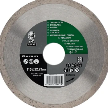 Atlas Sähkötyökalujen Tarvikkeet-Timanttikatkaisulaikka 115x22,23mm Keraamisille Materiaaleille