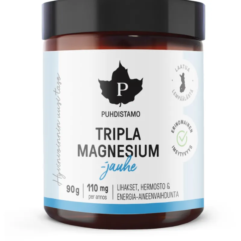 tripla-magnesium-jauhe-puhdist-CekMJmZc-0.webp Puhdistamo Terveysravinteet Ja -valmisteet^Tripla Magnesium-jauhe 90 G