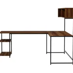 Chic Home Pienkalusteet-Työpöytä 200 X 130 Cm Caren Hyllyköillä