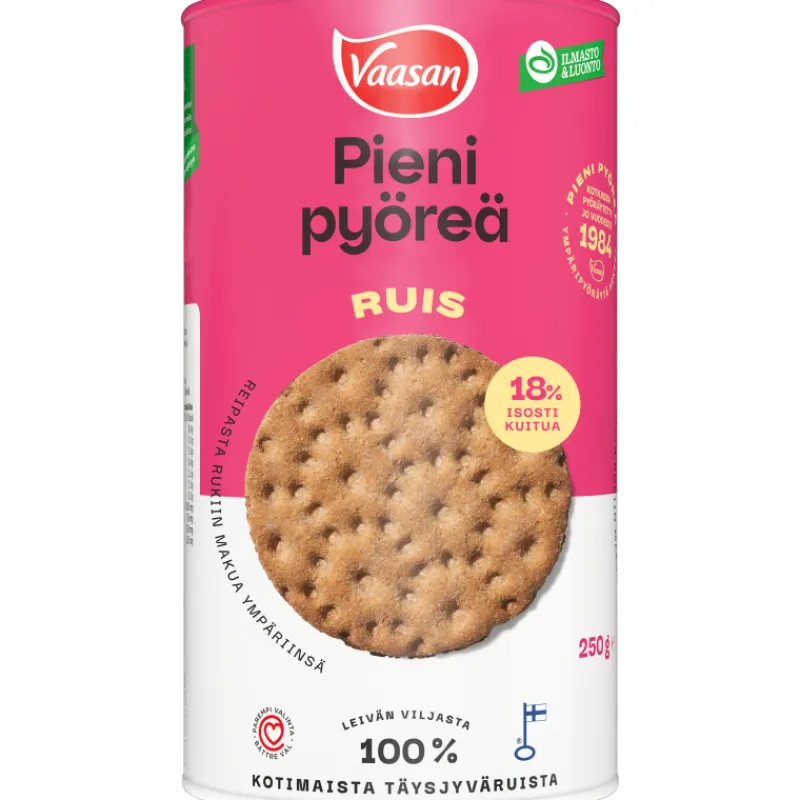 tysjyvnkkileip-vaasan-250-g-pi-dpuQuukZ-0.webp Vaasan Näkkileivät Ja Hapankorput^Täysjyvänäkkileipä 250 G Pieni Pyöreä Ruis