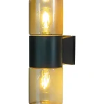 Aneta Lighting Ulkovalaisimet-Ulkoseinävalaisin Lysekil 2-osainen, Musta/meripihka