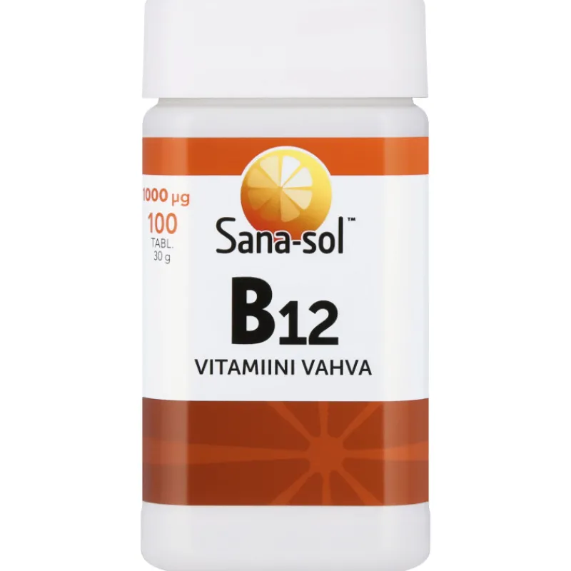 vahva-b12-vitamiini-1000-u00b5-PAfPezTH-0.webp Sana Sol Terveysravinteet Ja -valmisteet^Vahva B12-vitamiini 1000 u00b5g Sana-sol 100 Kpl