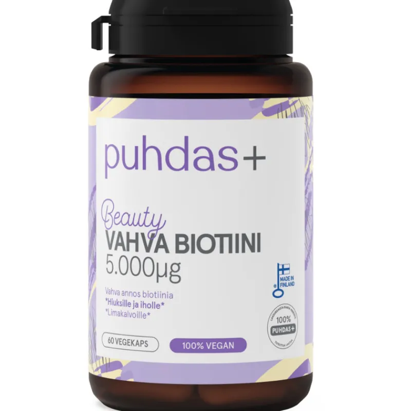 vahva-biotiini-5000-u00b5g-puh-dWqsYZxb-0.webp Puhdas+ Terveysravinteet Ja -valmisteet^Vahva Biotiini 5.000 u00b5g Beauty 60 Kpl