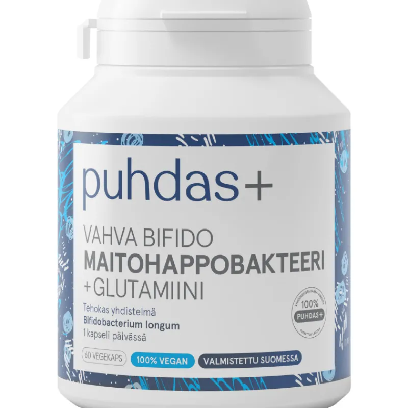 vegekapseli-maitohappobakteeri-JKThUjrZ-0.webp Puhdas+ Terveysravinteet Ja -valmisteet^Vegekapseli Maitohappobakteeri + Glutamiini 60 Kpl Vahva Bifido