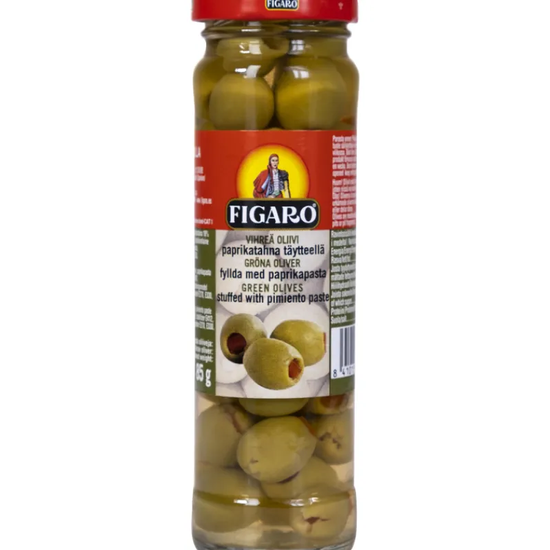 vihre-oliivi-figaro-142-g-85-NEwckiFw-0.webp Figaro Säilykkeet^Vihreä Oliivi 142 G / 85 G Paprikatahnatäytteellä