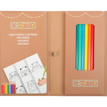 Craftsy Lasten Kirjat^Värityskirja Capybara + Puuvärikynät 10 Kpl